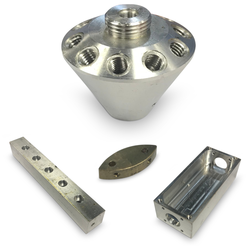 metal parts machined by 5-axis CNC showing varied samples across industries”