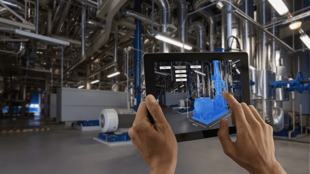 Digital twin concept illustration showing integration of IoT, AI, and real-time data in manufacturing