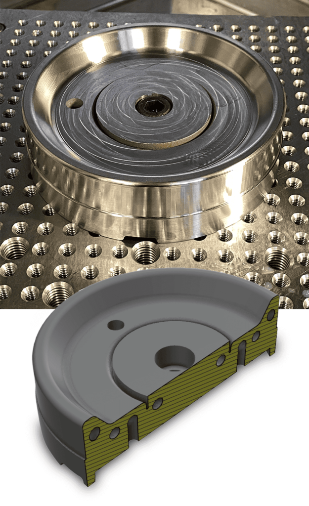 printed mold core showing DMLS-enabled conformal cooling channel network